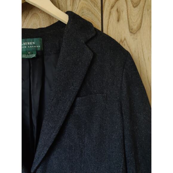 Lauren Ralph Lauren Charcoal Wool Cashmere Blend 2 Button Blazer Jacket Size 16 - Picture 2 of 7